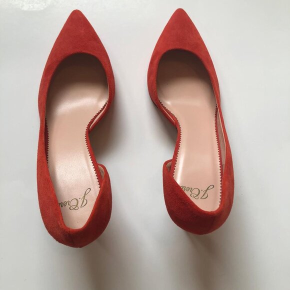 J Crew, D'Orsay, Pointed Toe, Orange, Suede Heels, Size 8.5, NWOB, appx 2.3/4" - Picture 6 of 16